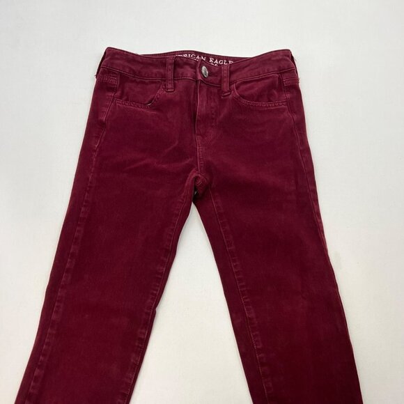 American Eagle Womens Low Rise Stretch Jeggings Wine Size 0 - Picture 2 of 9